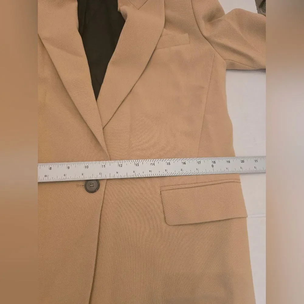 Zara Oversized Single-button Blazer In Tan Size Small - Picture 6 of 14